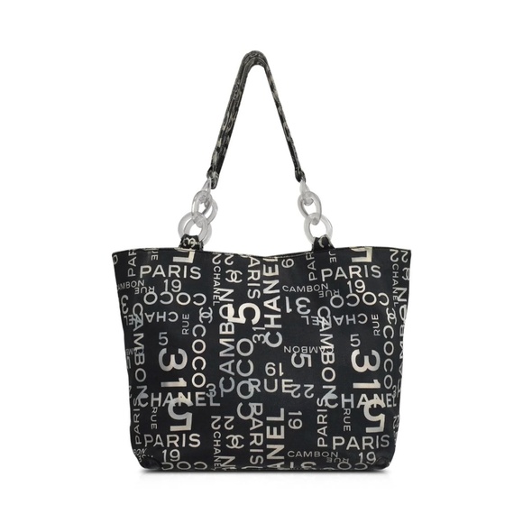 Chanel - "By Sea" - 31 Rue Cambon - Black Logo Canvas Tote Bag in Tie Dye Effect - Picture 1 of 13